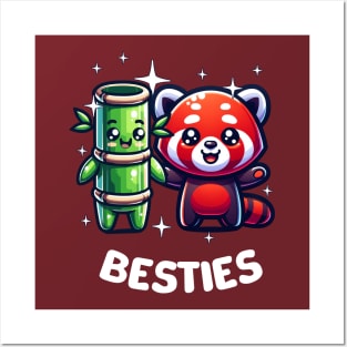 Besties Panda And Bamboo Posters and Art